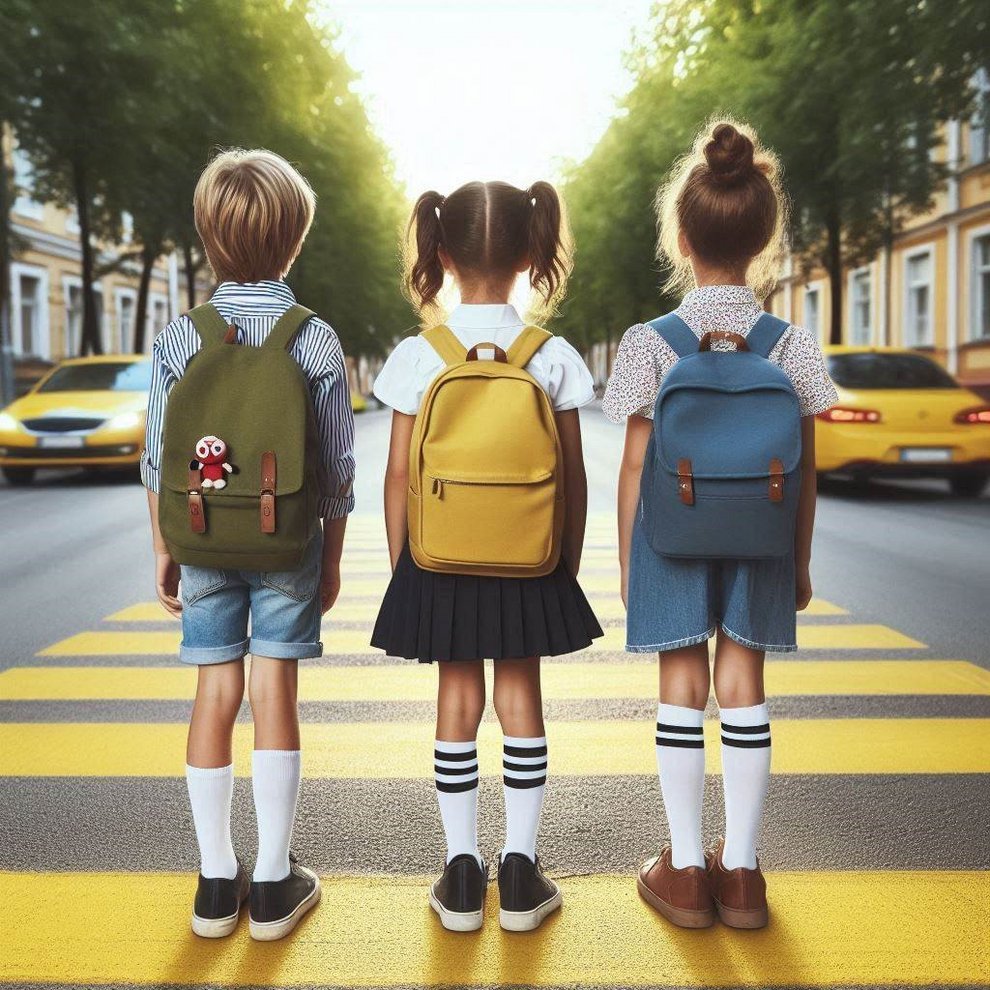  Kinder auf dem Schulweg; #Sicher in die Schule - und wieder nach Hause